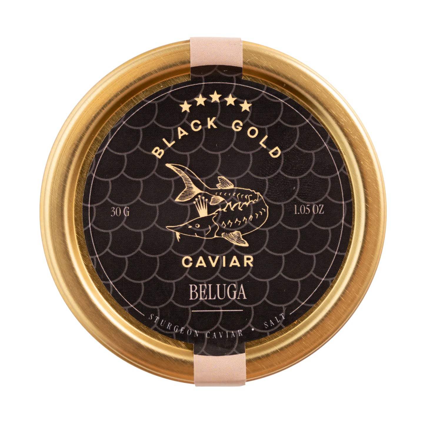 Metal lid of Beluga caviar tin